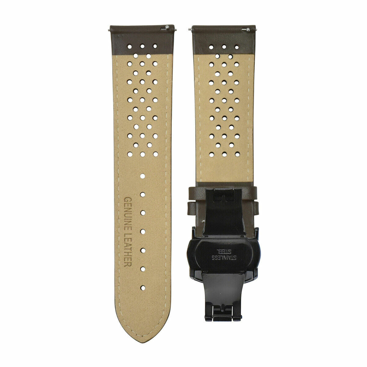 PERFORATED LEATHER RALLY WATCH STRAP BAND - QUICK RELEASE - 22MM