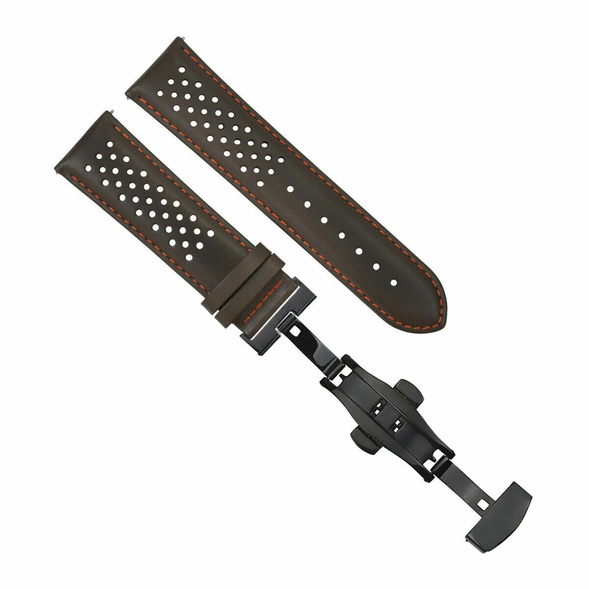 PERFORATED LEATHER RALLY WATCH STRAP BAND - QUICK RELEASE - 22MM