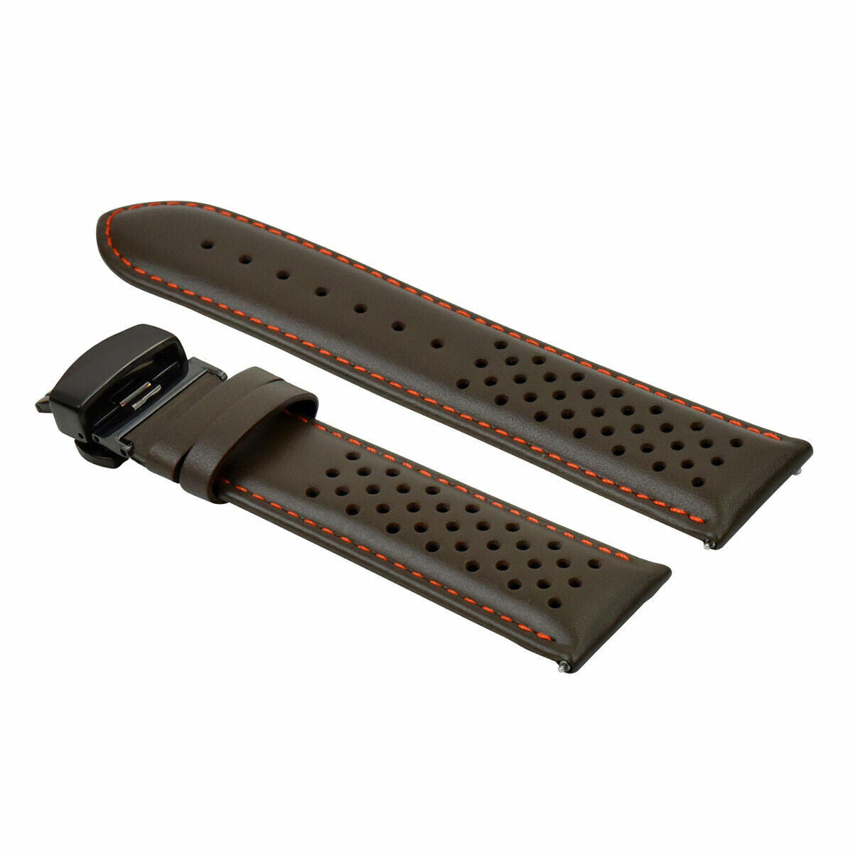 PERFORATED LEATHER RALLY WATCH STRAP BAND - QUICK RELEASE - 22MM