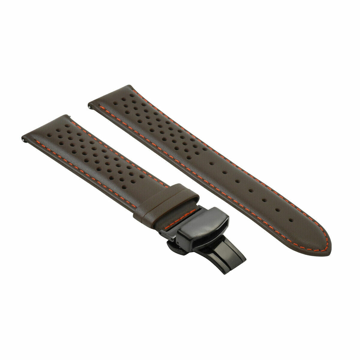 PERFORATED LEATHER RALLY WATCH STRAP BAND - QUICK RELEASE - 22MM