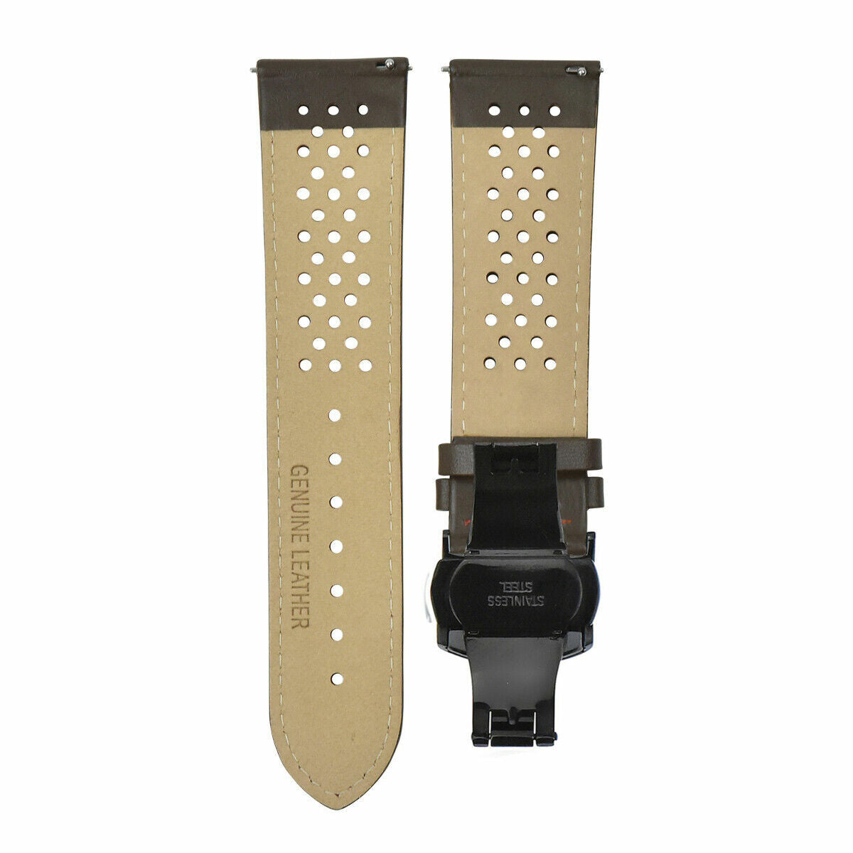 PERFORATED LEATHER RALLY WATCH STRAP BAND - QUICK RELEASE - 22MM