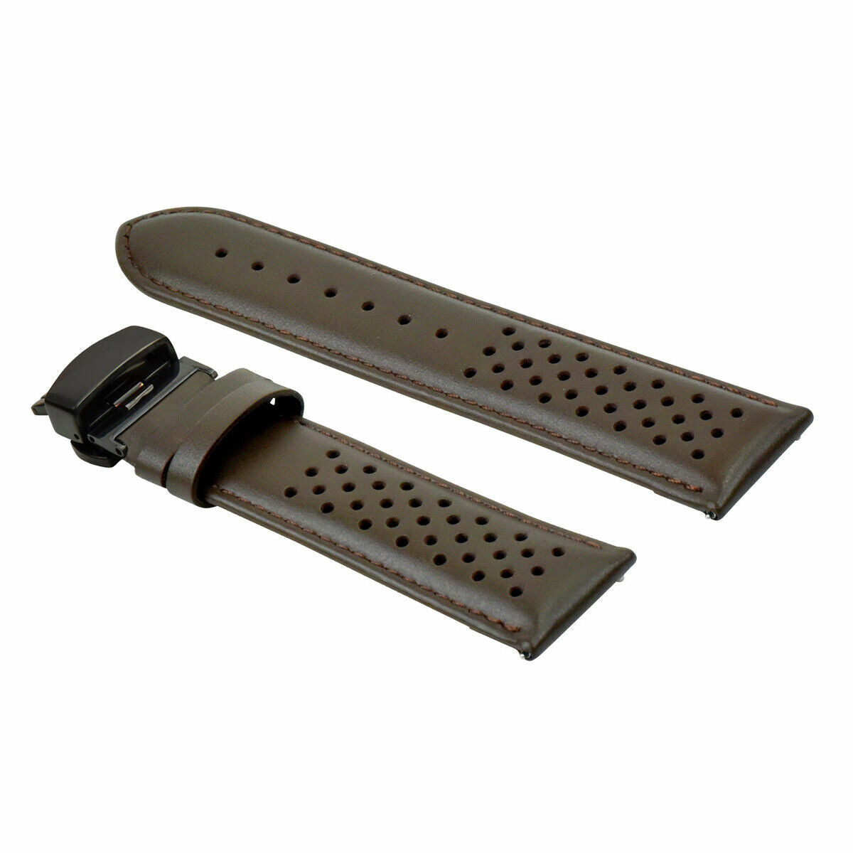 PERFORATED LEATHER RALLY WATCH STRAP BAND - QUICK RELEASE - 24MM