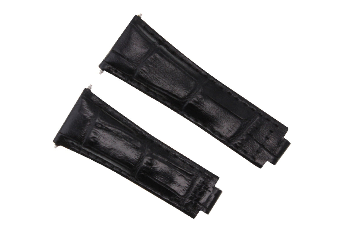 LEATHER WATCHBAND STRAP FOR ROLEX DAYTONA 16518 16519 116520 116523 MEDIUM BLACK