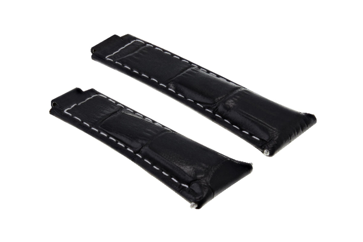 LEATHER WATCHBAND STRAP FOR ROLEX DAYTONA 16518 16519 116520 116523 MED BLACK WS