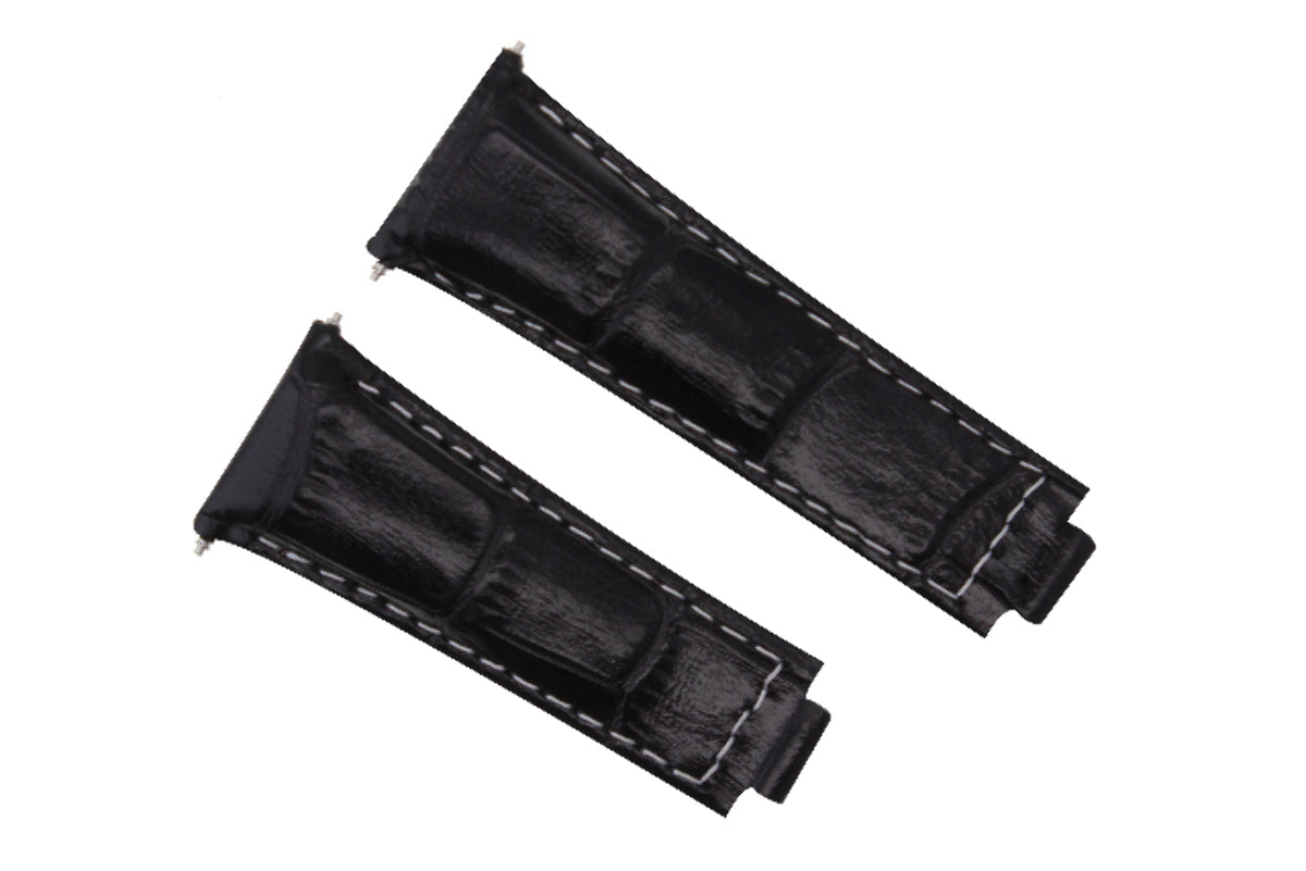 LEATHER WATCHBAND STRAP FOR ROLEX DAYTONA 16518 16519 116520 116523 MED BLACK WS