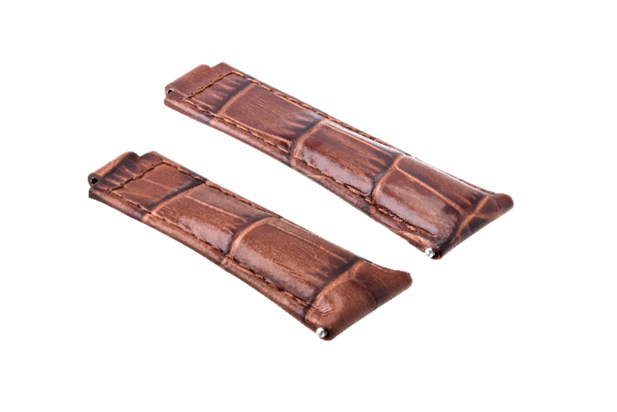 LEATHER WATCHBAND STRAP FOR ROLEX DAYTONA 16518 16519 116520 116523 MEDIUM BROWN