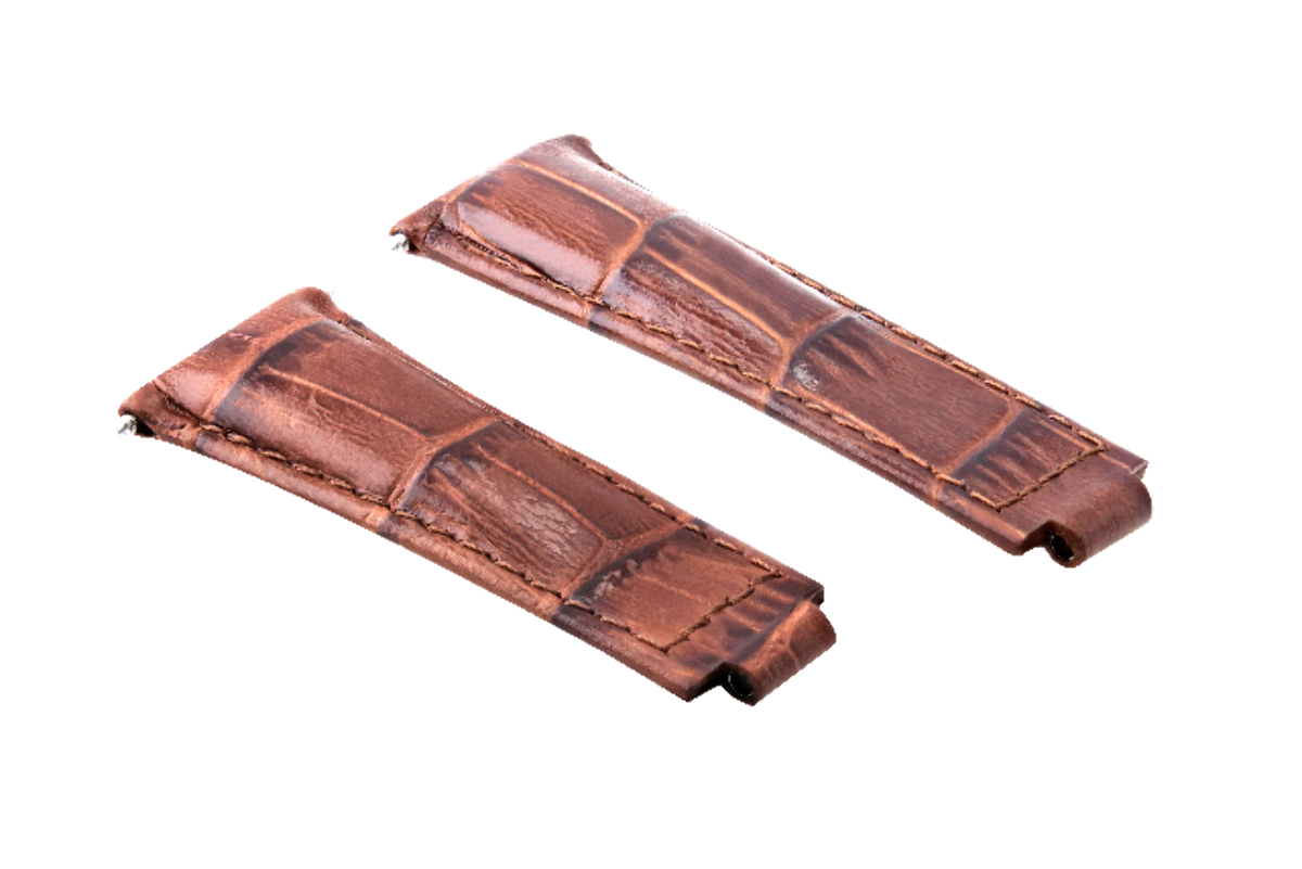 LEATHER WATCHBAND STRAP FOR ROLEX DAYTONA 16518 16519 116520 116523 MEDIUM BROWN