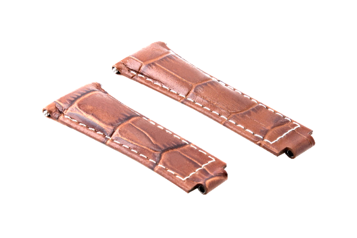 LEATHER WATCHBAND STRAP FOR ROLEX DAYTONA 16518 16519 116520 116523 MED BROWN WS