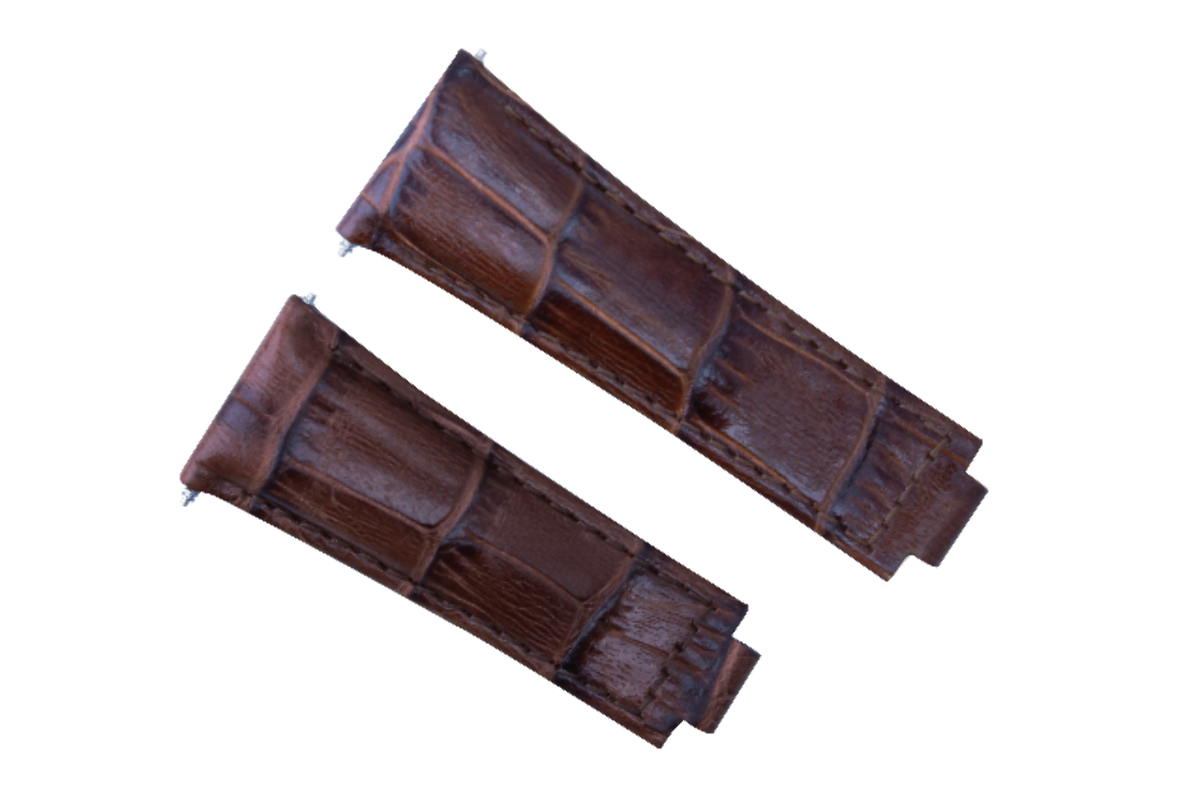 LEATHER WATCHBAND STRAP FOR ROLEX DAYTONA 16518 16519 116520 116523 MEDIUM BROWN