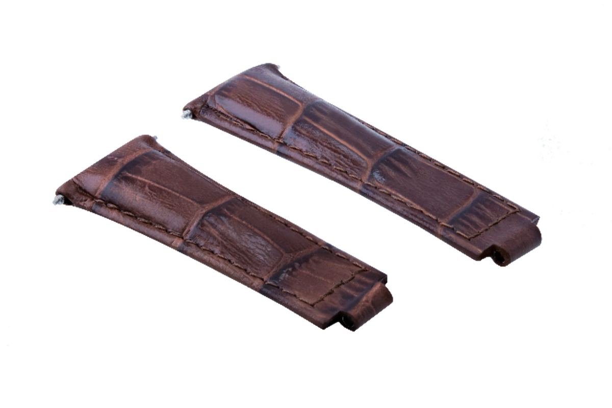 LEATHER WATCHBAND STRAP FOR ROLEX DAYTONA 16518 16519 116520 116523 MEDIUM BROWN