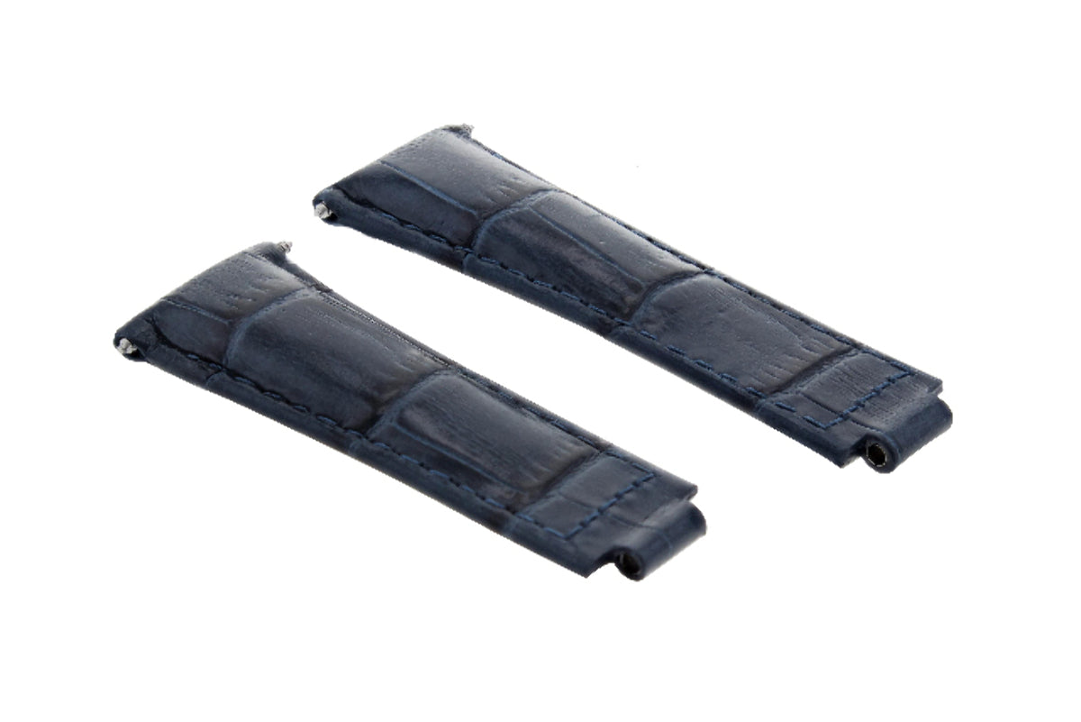 LEATHER WATCHBAND STRAP FOR ROLEX DAYTONA 16518 16519 116520 116523 LONG BLUE