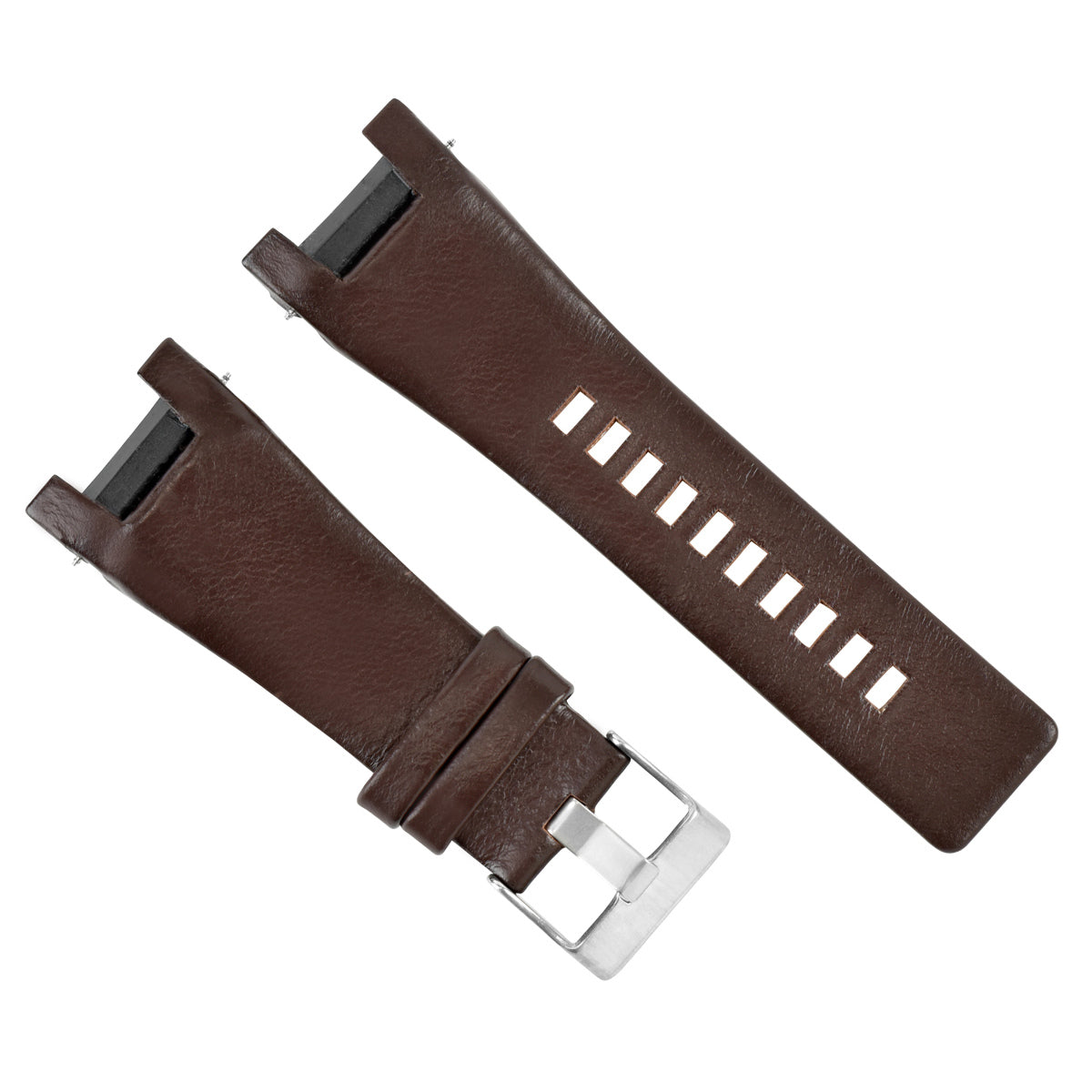 32MM NOTCHED LEATHER WATCH BAND STRAP FOR DIESEL DZ1216 DZ1273 DZ4246 WATCH BROWN