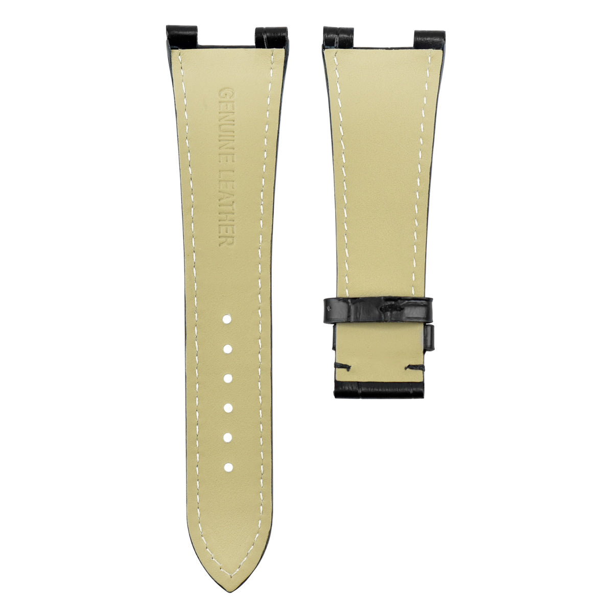 25X18MM LEATHER WATCH BAND STRAP FOR PATEK PHILLIPE NAUTILUS 5711/5712G BLACK