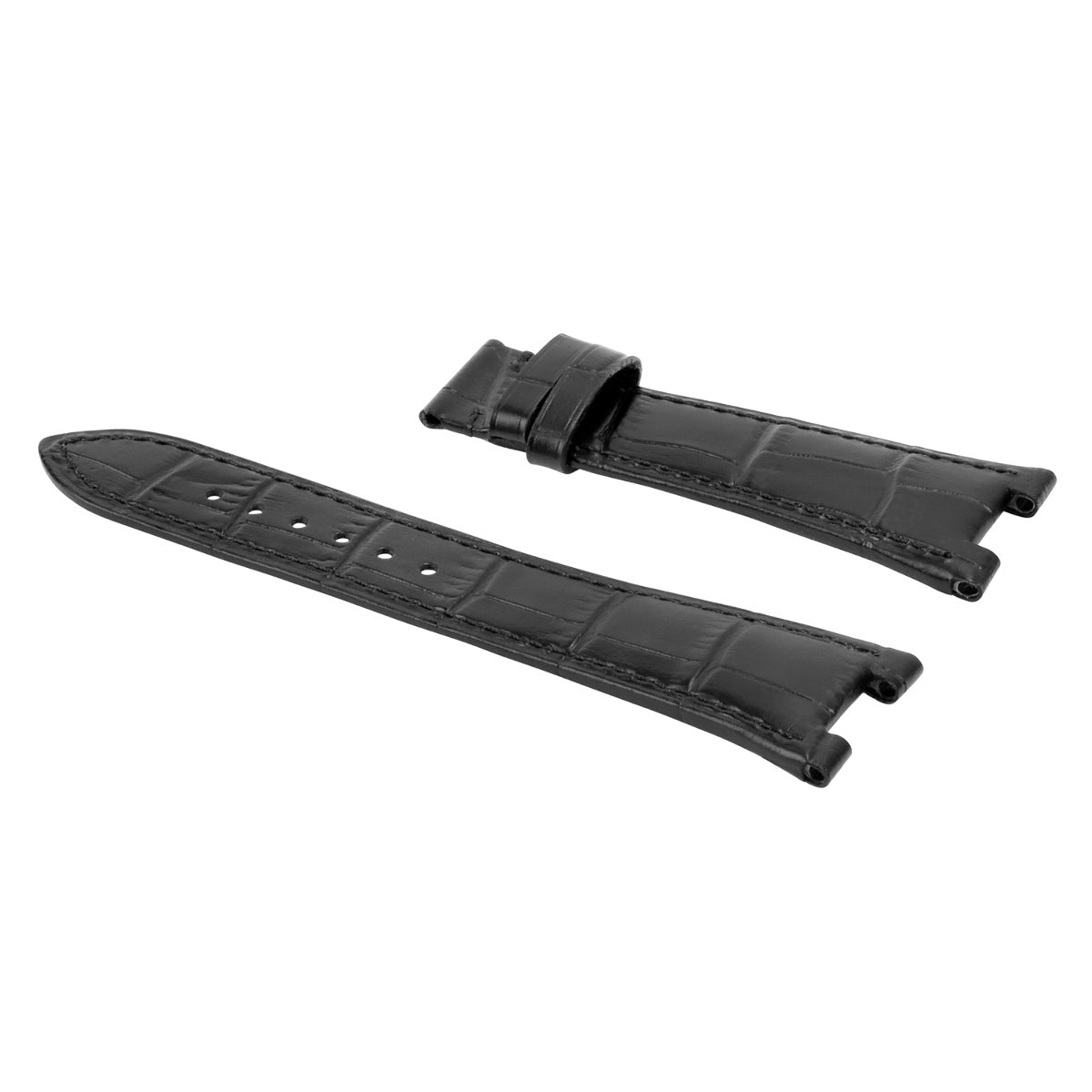 25X18MM LEATHER WATCH BAND STRAP FOR PATEK PHILLIPE NAUTILUS 5711/5712G BLACK