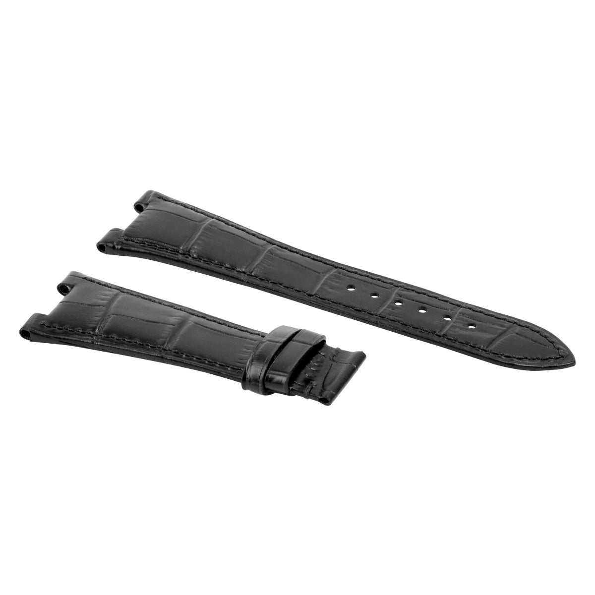25X18MM LEATHER WATCH BAND STRAP FOR PATEK PHILLIPE NAUTILUS 5711/5712G BLACK
