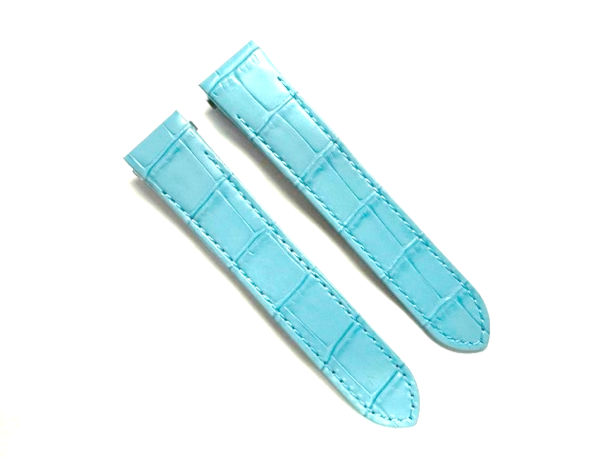 19MM LEATHER WATCH STRAP BAND FOR CARTIER ROADSTER 2510 2524 3312 RELEASE L/BLUE