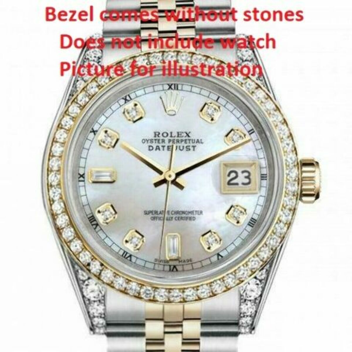 BEZEL FOR DIAMOND 36MM ROLEX .07 MEN 3 CT 1601, 1602, 1603, 16030 16200 1801 SS