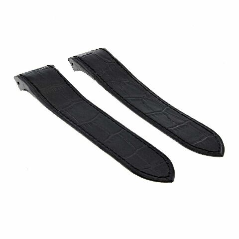 LEATHER WATCH STRAP BAND FOR 32MM CARTIER SANTOS 100 WSSA0006 Ref 3774 BLACK