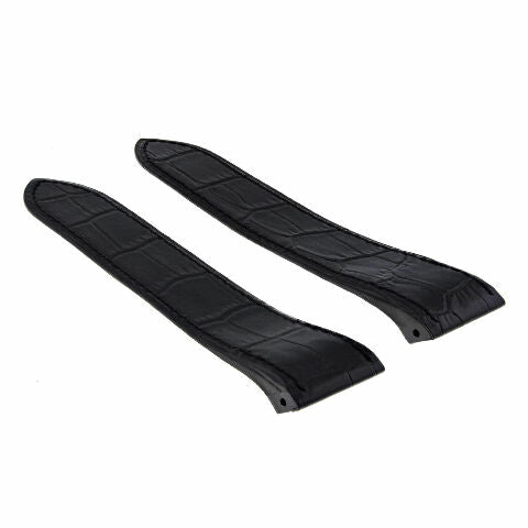 LEATHER WATCH STRAP BAND FOR 32MM CARTIER SANTOS 100 WSSA0006 Ref 3774 BLACK