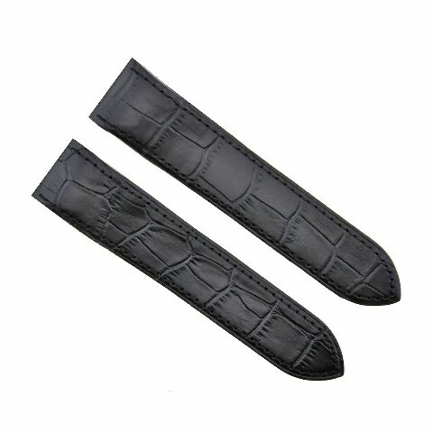 LEATHER WATCH STRAP BAND FOR 32MM CARTIER SANTOS 100 WSSA0006 Ref 3774 BLACK
