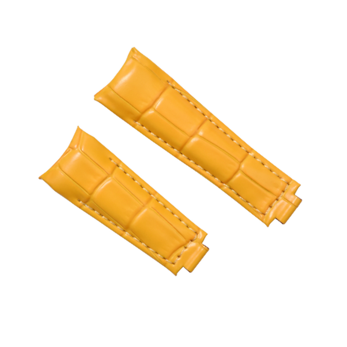 20MM CURVED END LEATHER STRAP BAND FOR ROLEX DAYTONA 16518 16520 116519 YELLOW