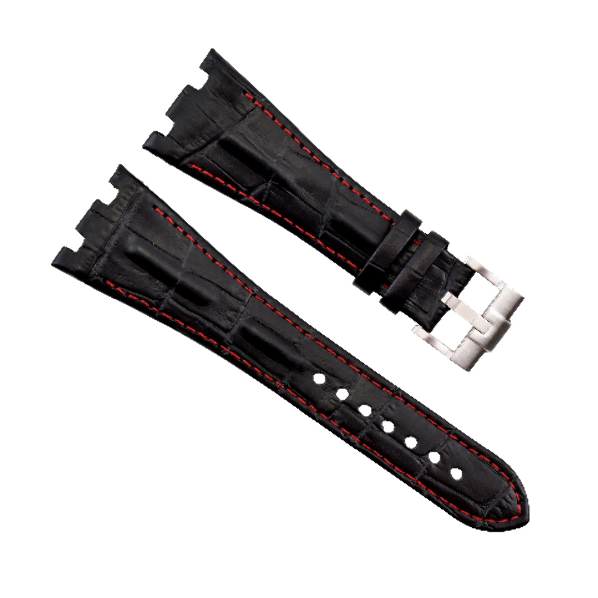 28MM LEATHER WATCH STRAP BAND FOR AP 42MM AUDEMARS PIGUET ROO BLACK RED