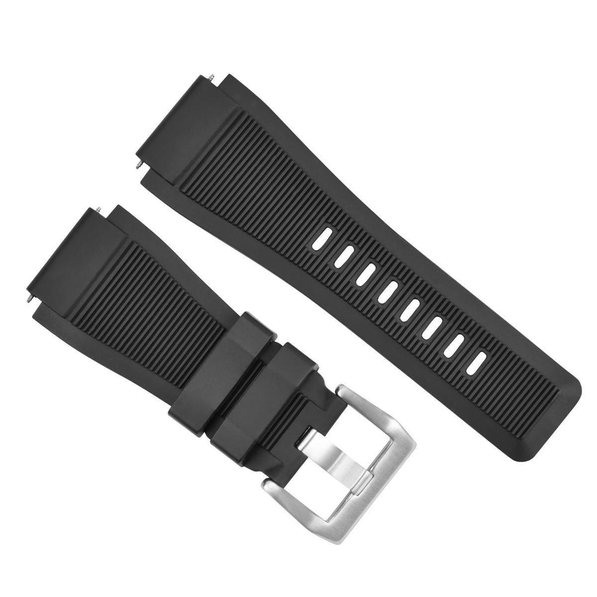 Black Silicone Rubber Watch Band Strap For Bell & Ross BR-X1 BR-01 BR-03 24mmx33