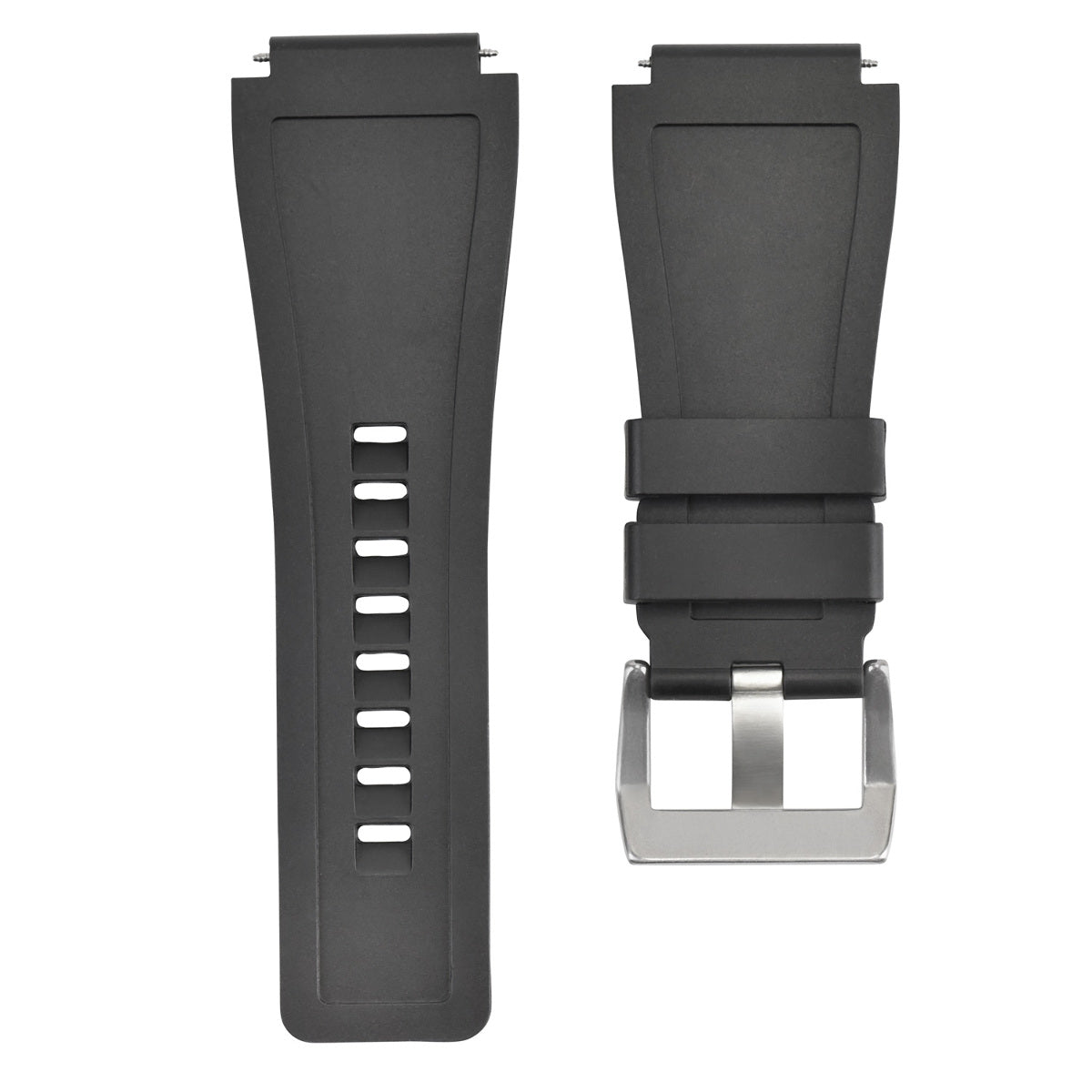 Black Silicone Rubber Watch Band Strap For Bell & Ross BR-X1 BR-01 BR-03 24mmx33