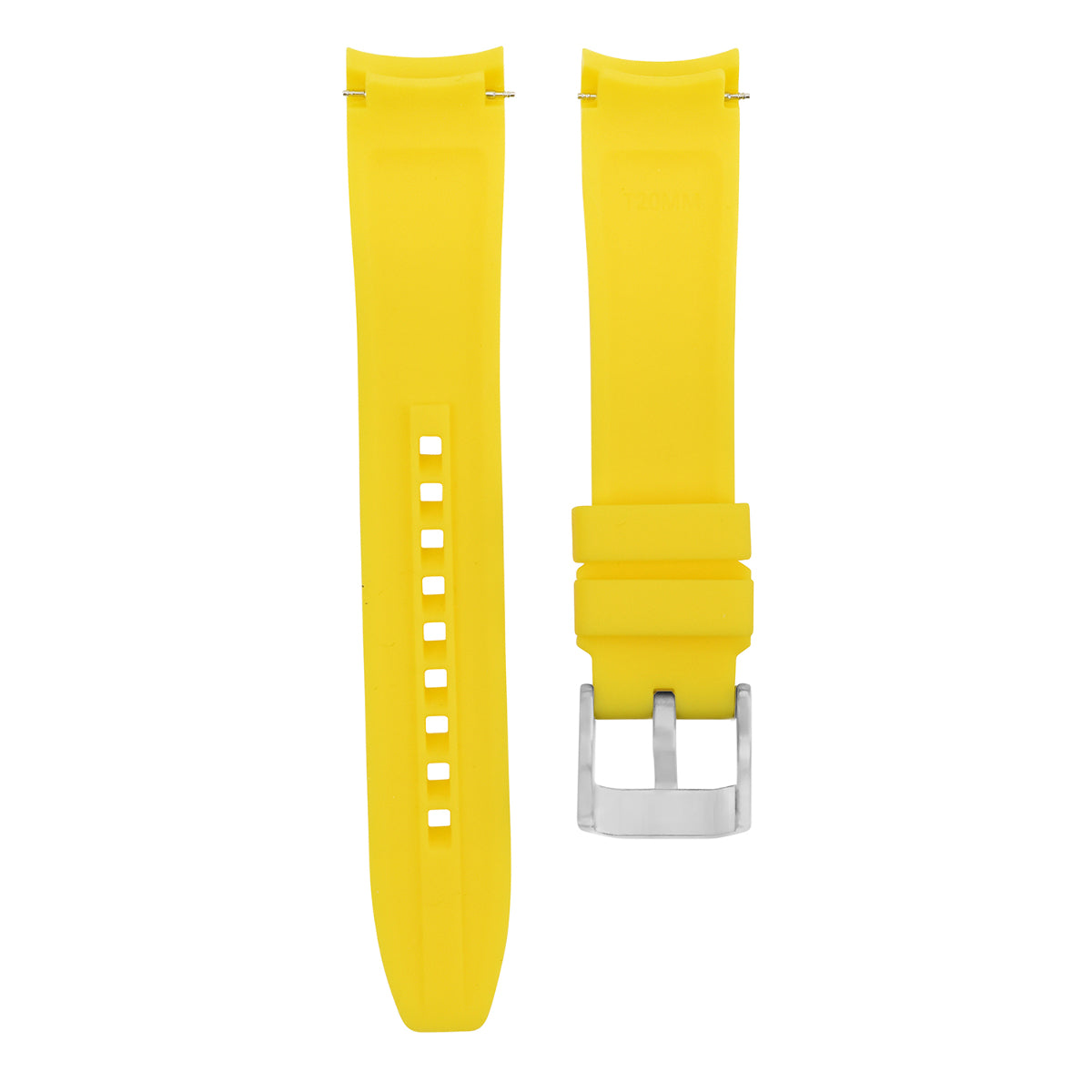 20MM CURVED RUBBER WATCH BAND STRAP FOR ROLEX DAYTONA DATEJUST SUBMARINER YELLOW