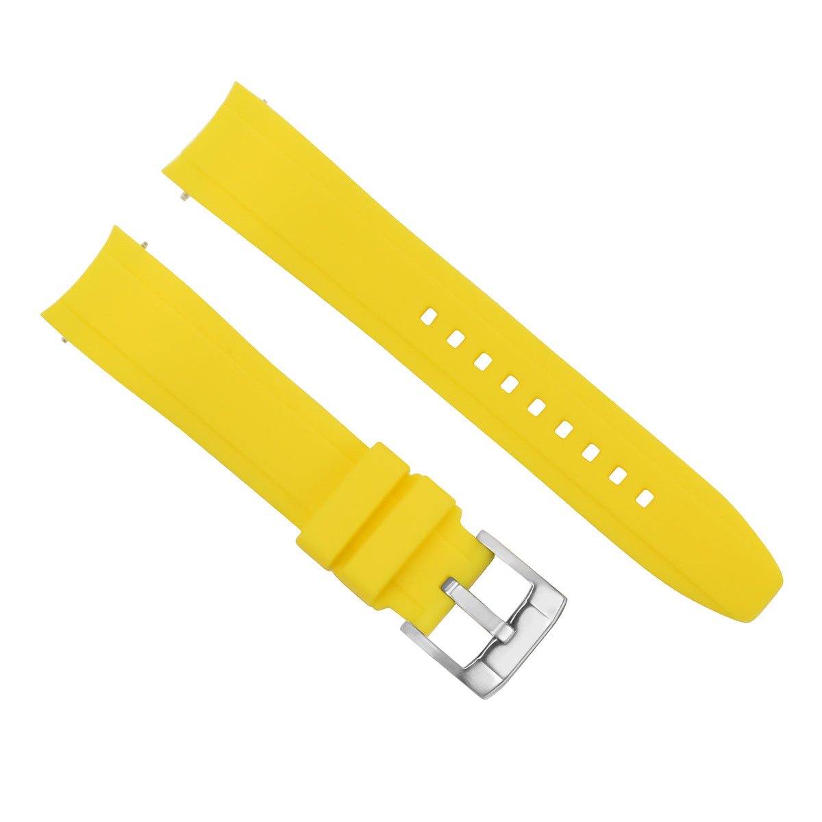 20MM CURVED RUBBER WATCH BAND STRAP FOR ROLEX DAYTONA DATEJUST SUBMARINER YELLOW