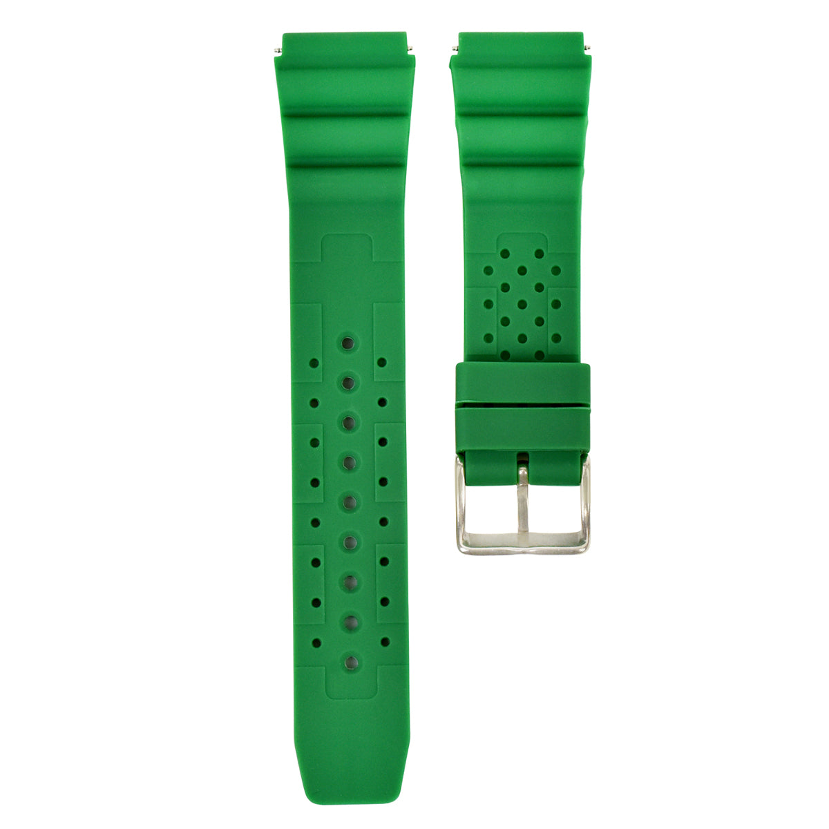 20-22MM ND LIMIT WATCH BANDSTRAP EXTREMA SPORT RUBBER DIVER FOR CITIZEN/SEIKO - Citizen, Seiko, Green, front view
