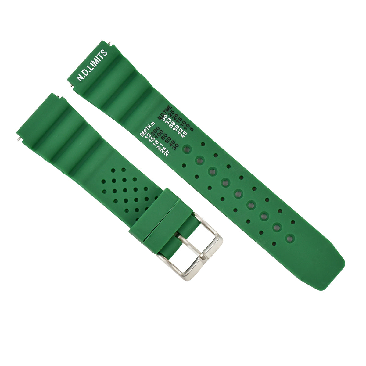 22MM N.D. LIMITS WATCH STRAP EXTREMA SPORT RUBBER DIVER FOR CITIZEN SEIKO GREEN