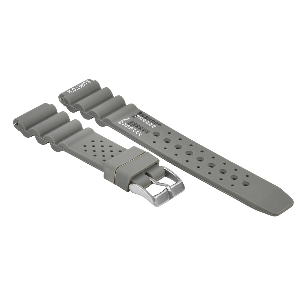 22MM N.D. LIMITS WATCH STRAP EXTREMA SPORT RUBBER DIVER FOR CITIZEN SEIKO GREY
