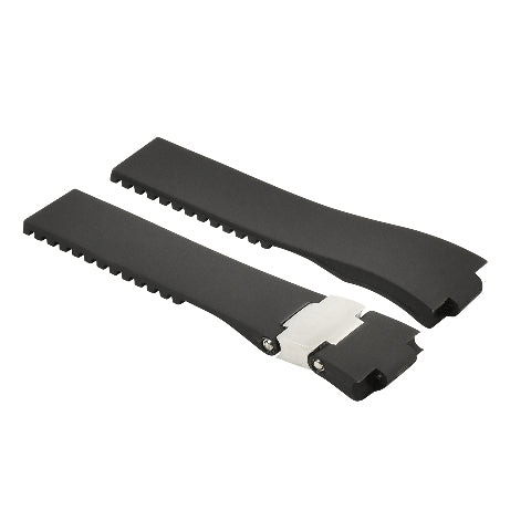 25MM X 12MM SILICONE RUBBER WATCH BAND STRAP FOR ULYSSE NARDIN MARINE DIVER BLACK