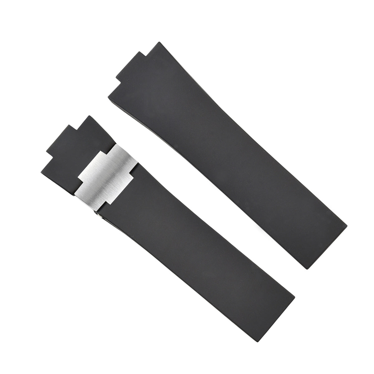 25MM X 12MM SILICONE RUBBER WATCH BAND STRAP FOR ULYSSE NARDIN MARINE DIVER BLACK