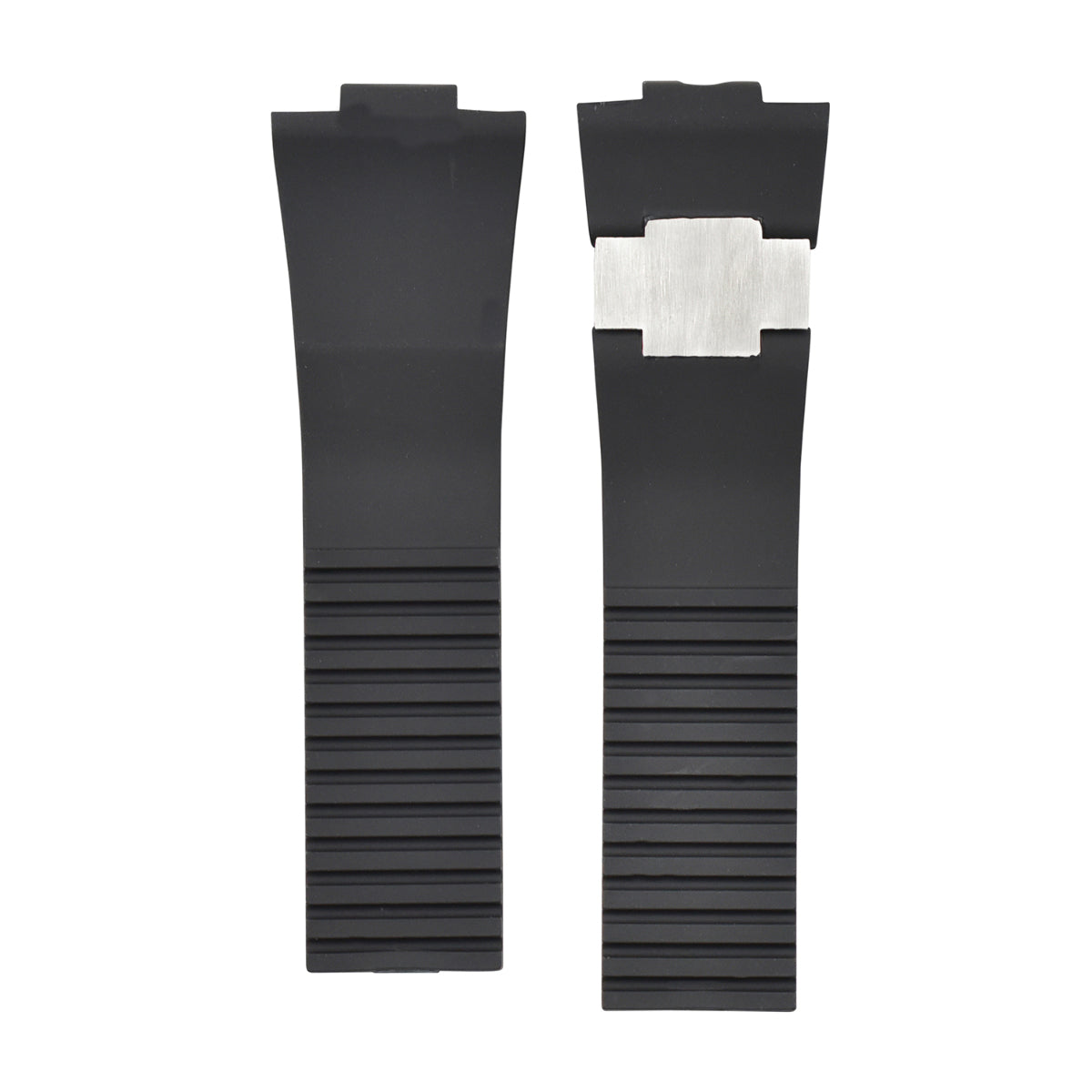 25MM X 12MM SILICONE RUBBER WATCH BAND STRAP FOR ULYSSE NARDIN MARINE DIVER BLACK