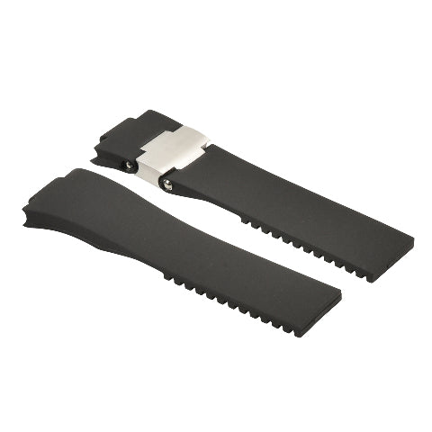 25MM X 12MM SILICONE RUBBER WATCH BAND STRAP FOR ULYSSE NARDIN MARINE DIVER BLACK