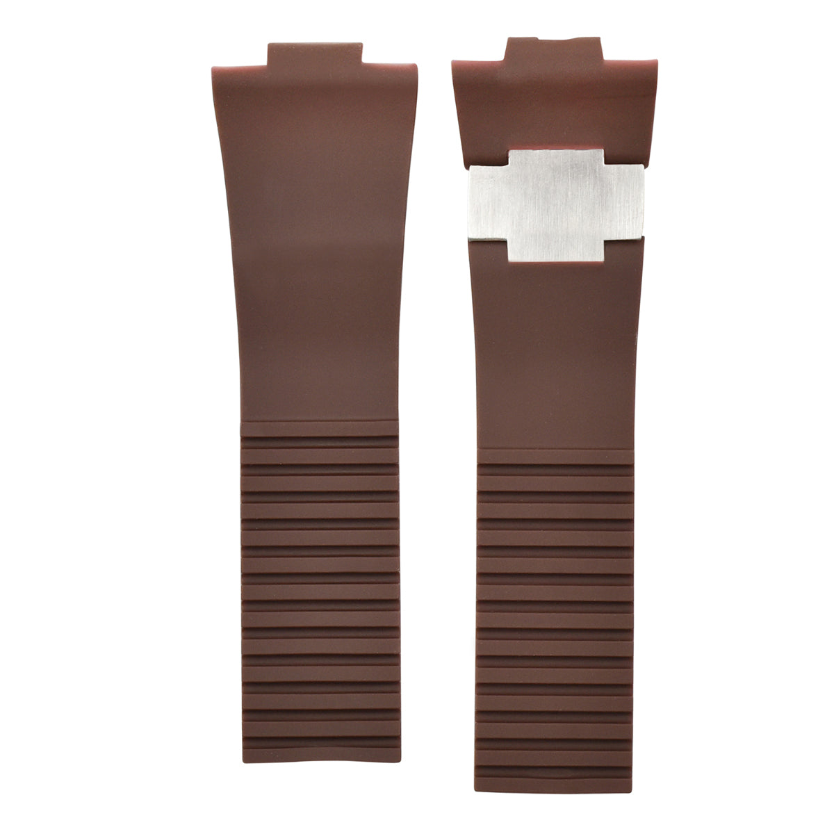 26MM/12MM SILICONE RUBBER WATCH BAND STRAP FOR ULYSSE NARDIN MARINE DIVER BROWN