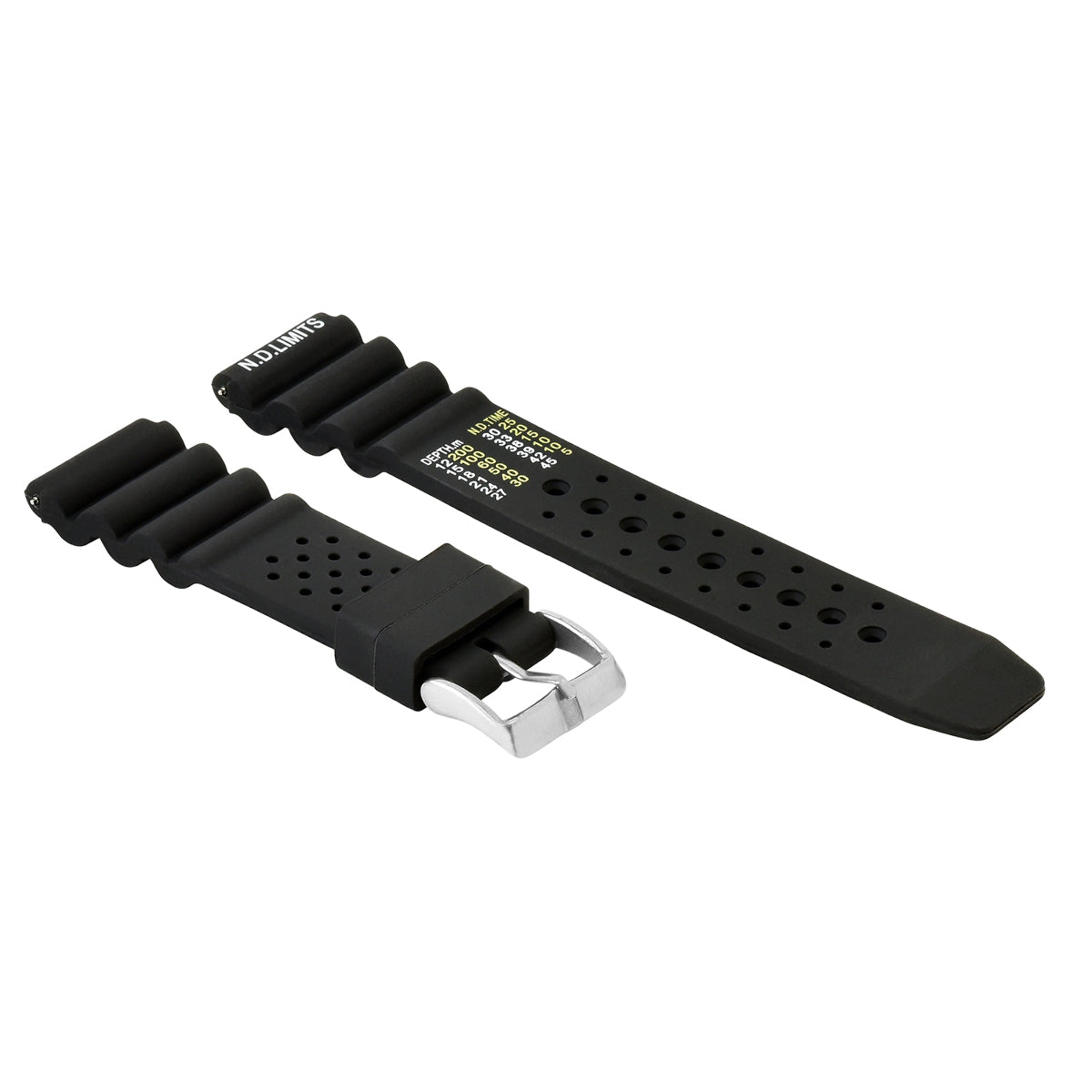 20-22MM ND LIMIT WATCH BANDSTRAP EXTREMA SPORT RUBBER DIVER FOR CITIZEN/SEIKO - Citizen, Seiko, Black, front view