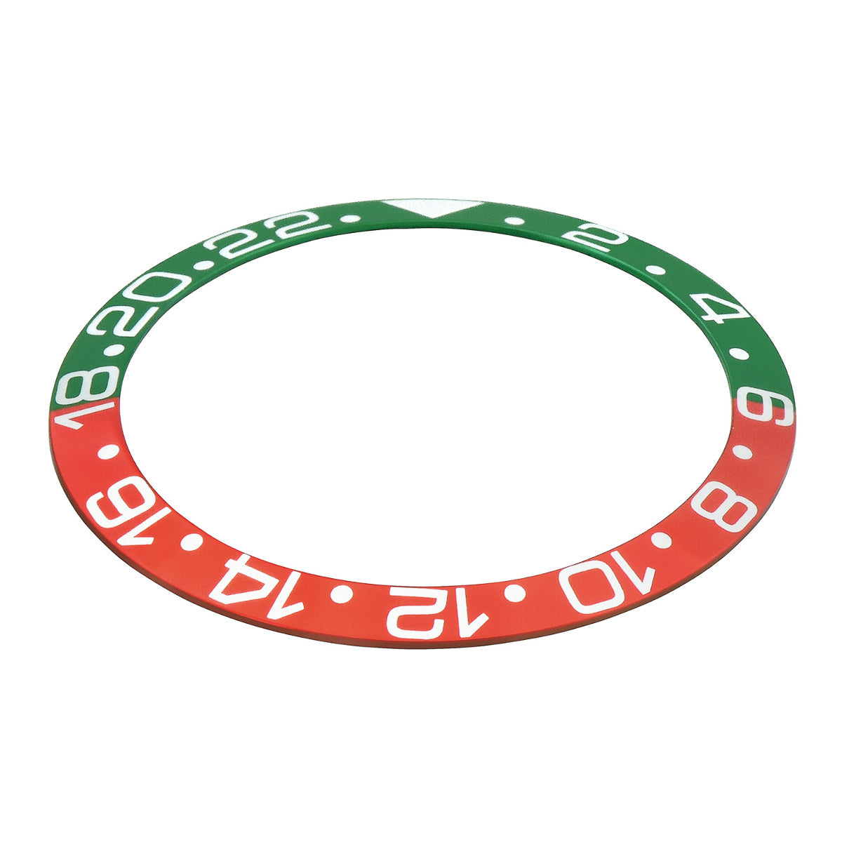 REPLACEMENT BEZEL INSERT GREEN/RED SERIF FAT FONT FOR WATCH 37.60MM X 30.60MM