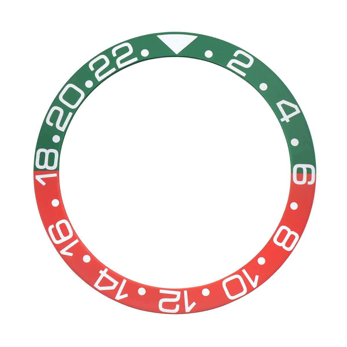 REPLACEMENT BEZEL INSERT GREEN/RED SERIF FAT FONT FOR WATCH 37.60MM X 30.60MM