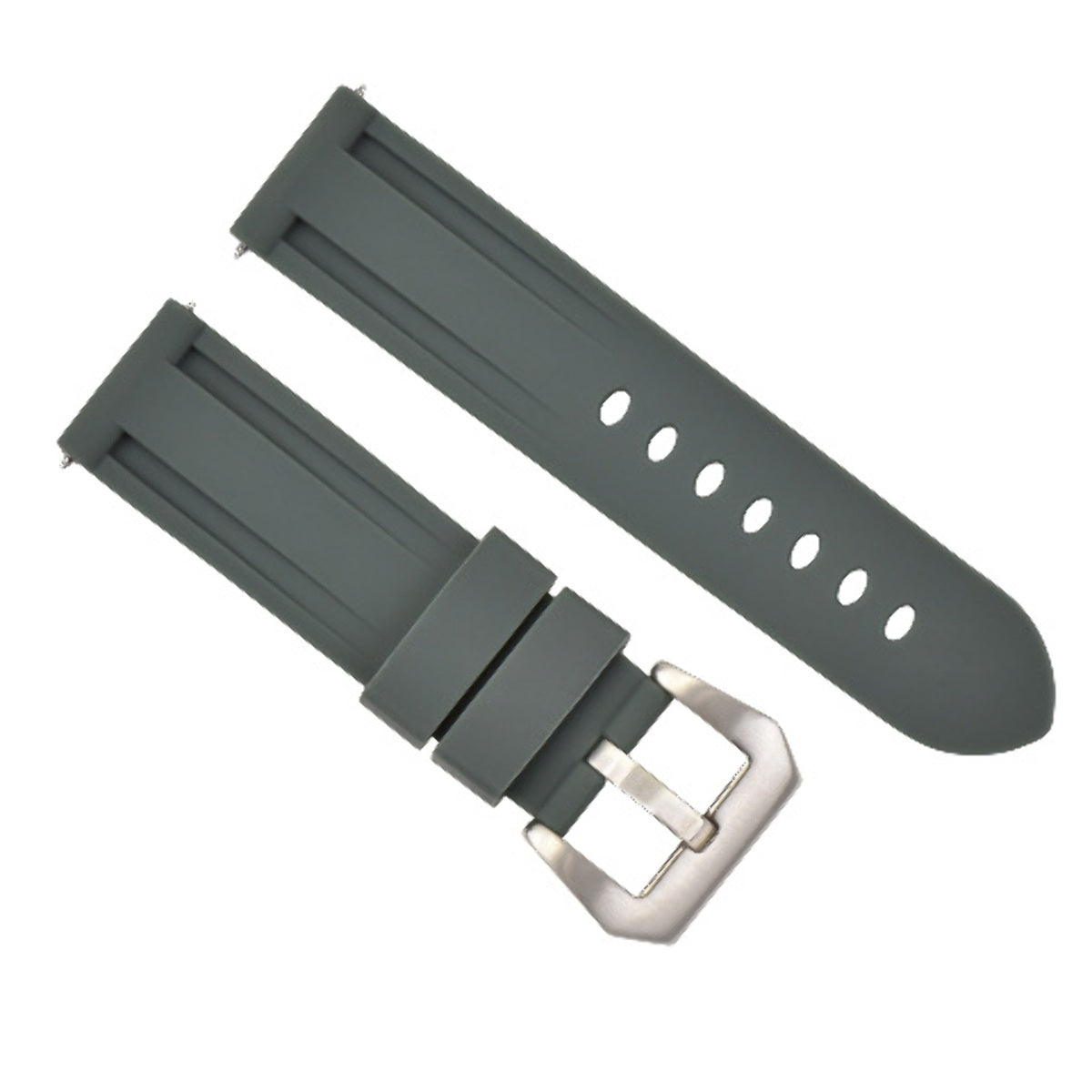 24MM SILICONE RUBBER WATCH BAND STRAP FOR 44MM PANERAI LUMINOR GMT DIVER GRAY