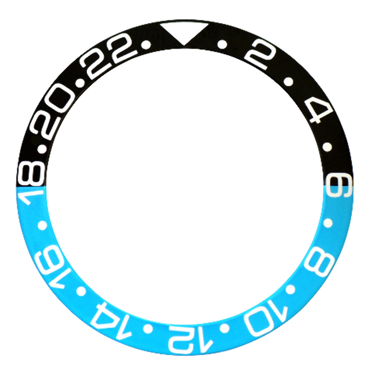 REPLACEMENT BEZEL INSERT BLACK/LIGHT BLUE FOR WATCH 37.70MM X 30.70MM