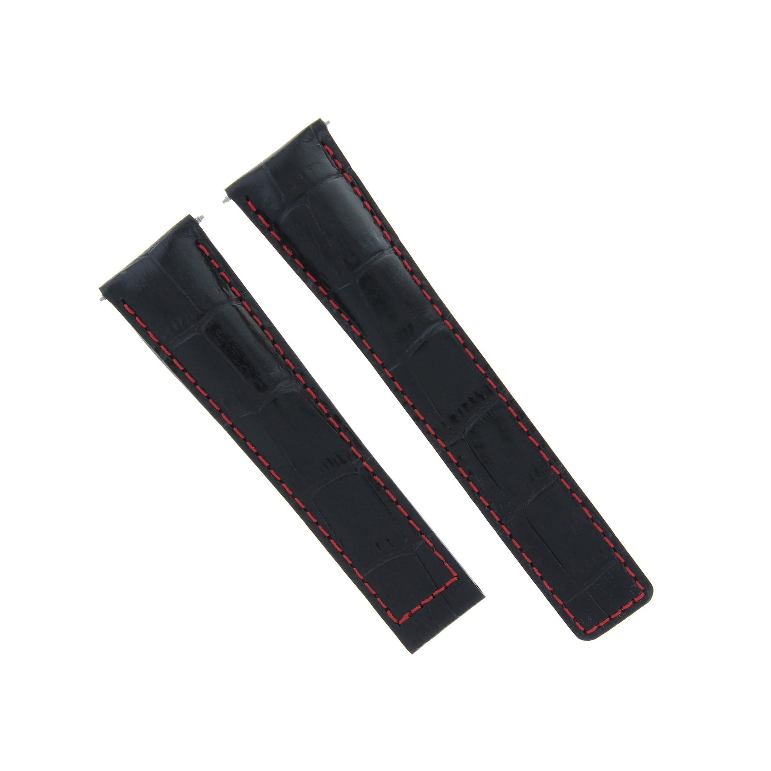 22MM LEATHER BAND STRAP FOR TAG HEUER CARRERA MONACO 12 CAW2111 BLACK RED STITCH