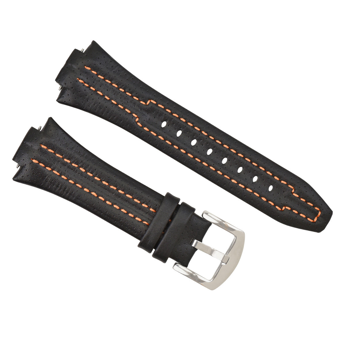 15 x 27MM LEATHER WATCH STRAP BAND FOR SEIKO SPORTURA SNL029P2 SNL021P1 BLACK