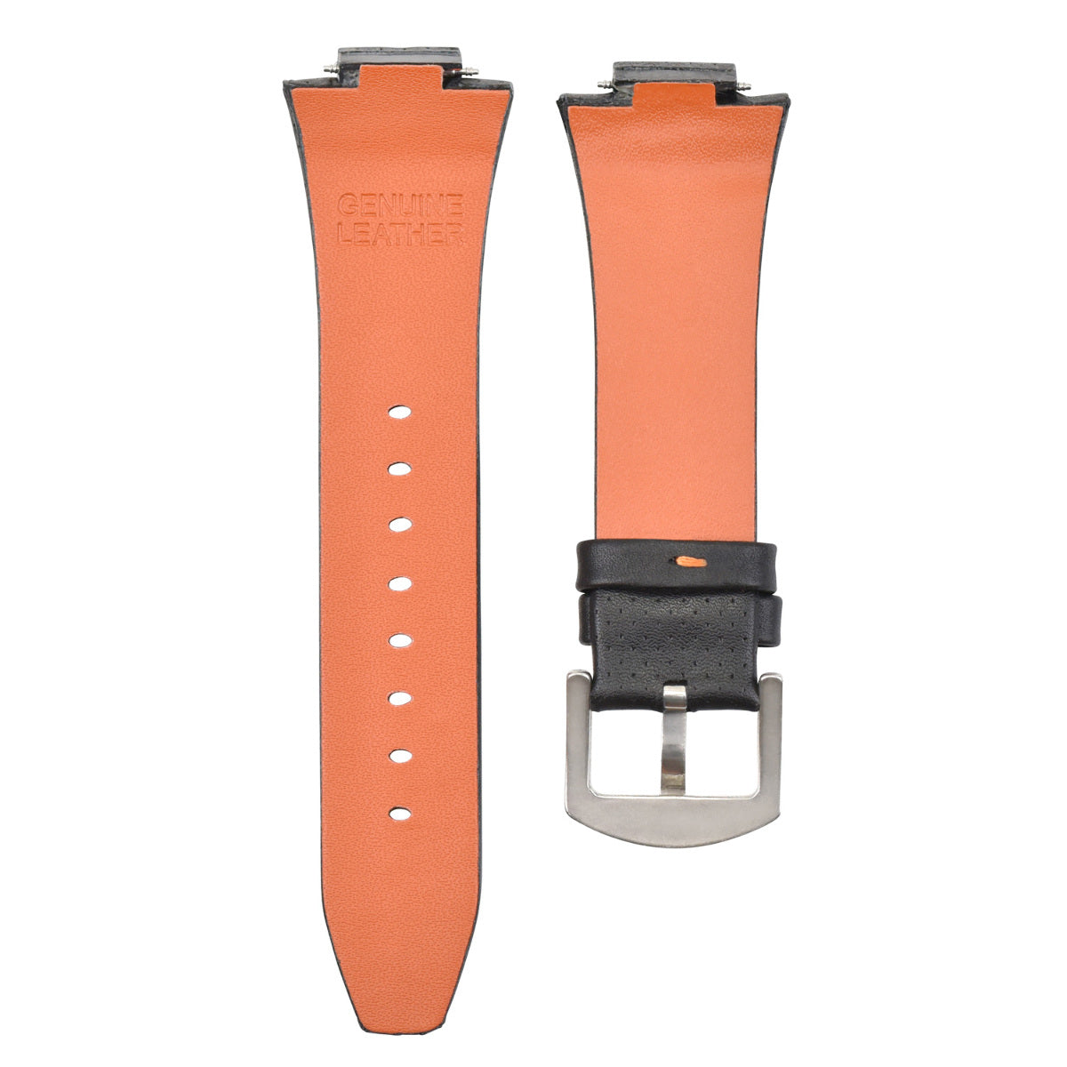 15 x 27MM LEATHER WATCH STRAP BAND FOR SEIKO SPORTURA SNL029P2 SNL021P1 BLACK