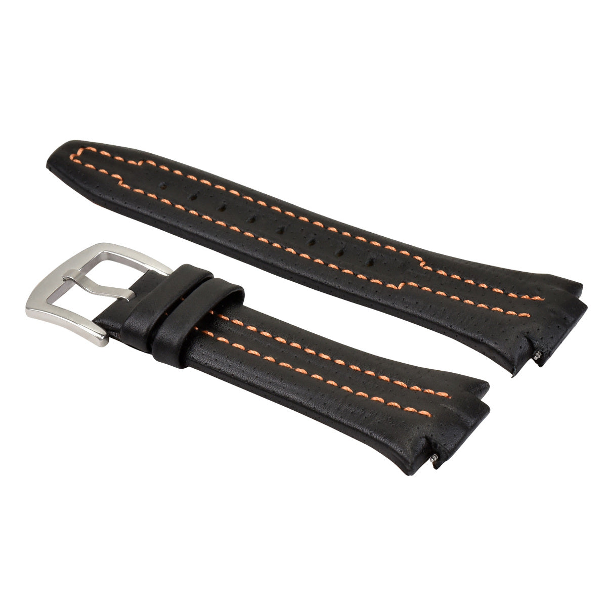 15 x 27MM LEATHER WATCH STRAP BAND FOR SEIKO SPORTURA SNL029P2 SNL021P1 BLACK