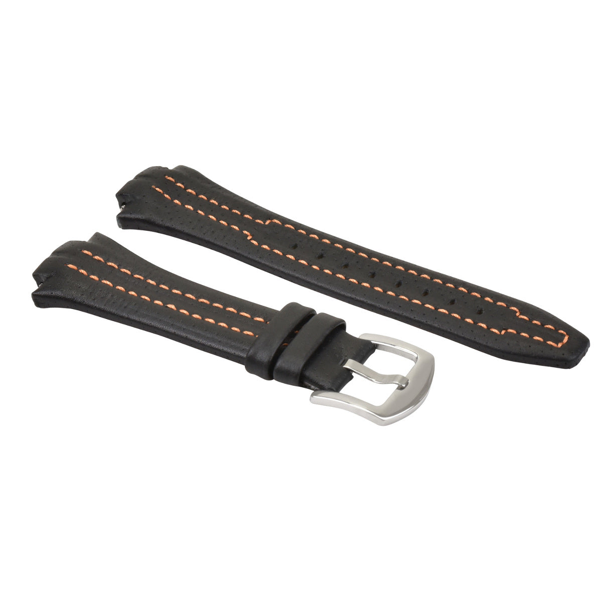 15 x 27MM LEATHER WATCH STRAP BAND FOR SEIKO SPORTURA SNL029P2 SNL021P1 BLACK