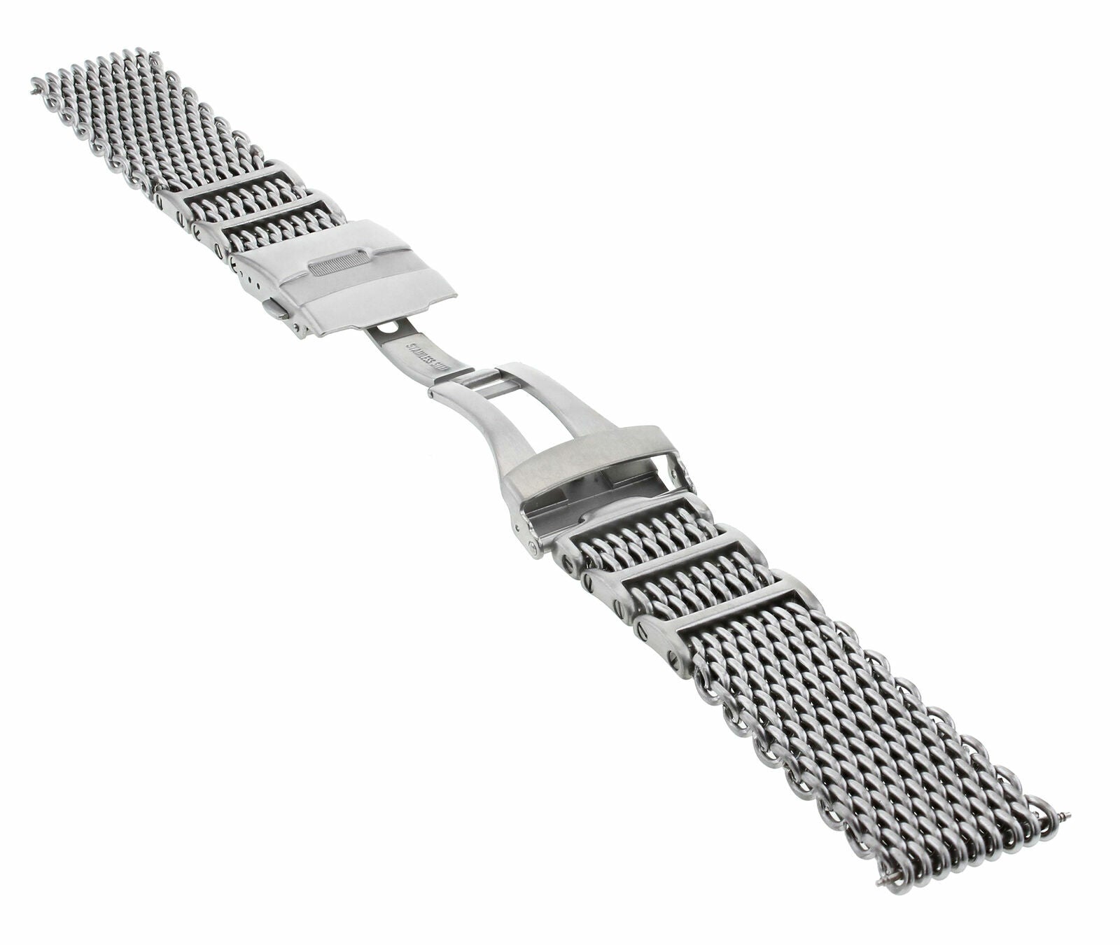 24MM SHARK MESH 4MM THICK WATCH BAND FOR SEIKO 7S26,SKX007,SKX009,SKX011 SHINY