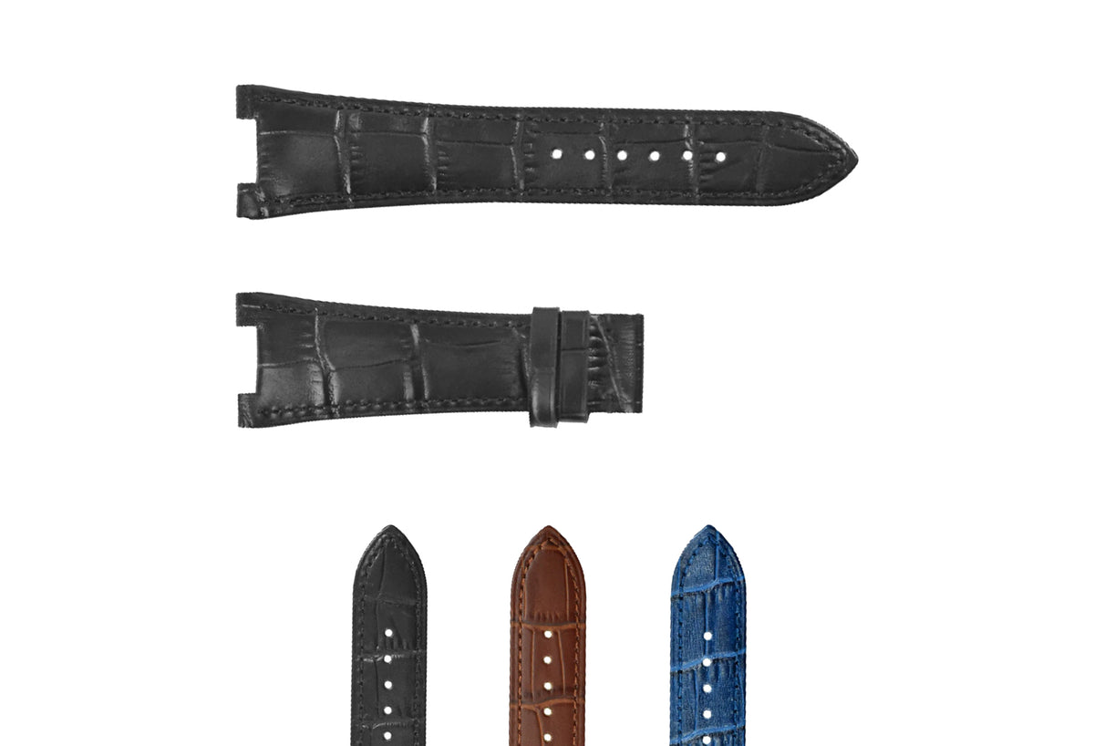 25X18MM Leather Watch Band Strap Made For Patek Philippe Nautilus, Black